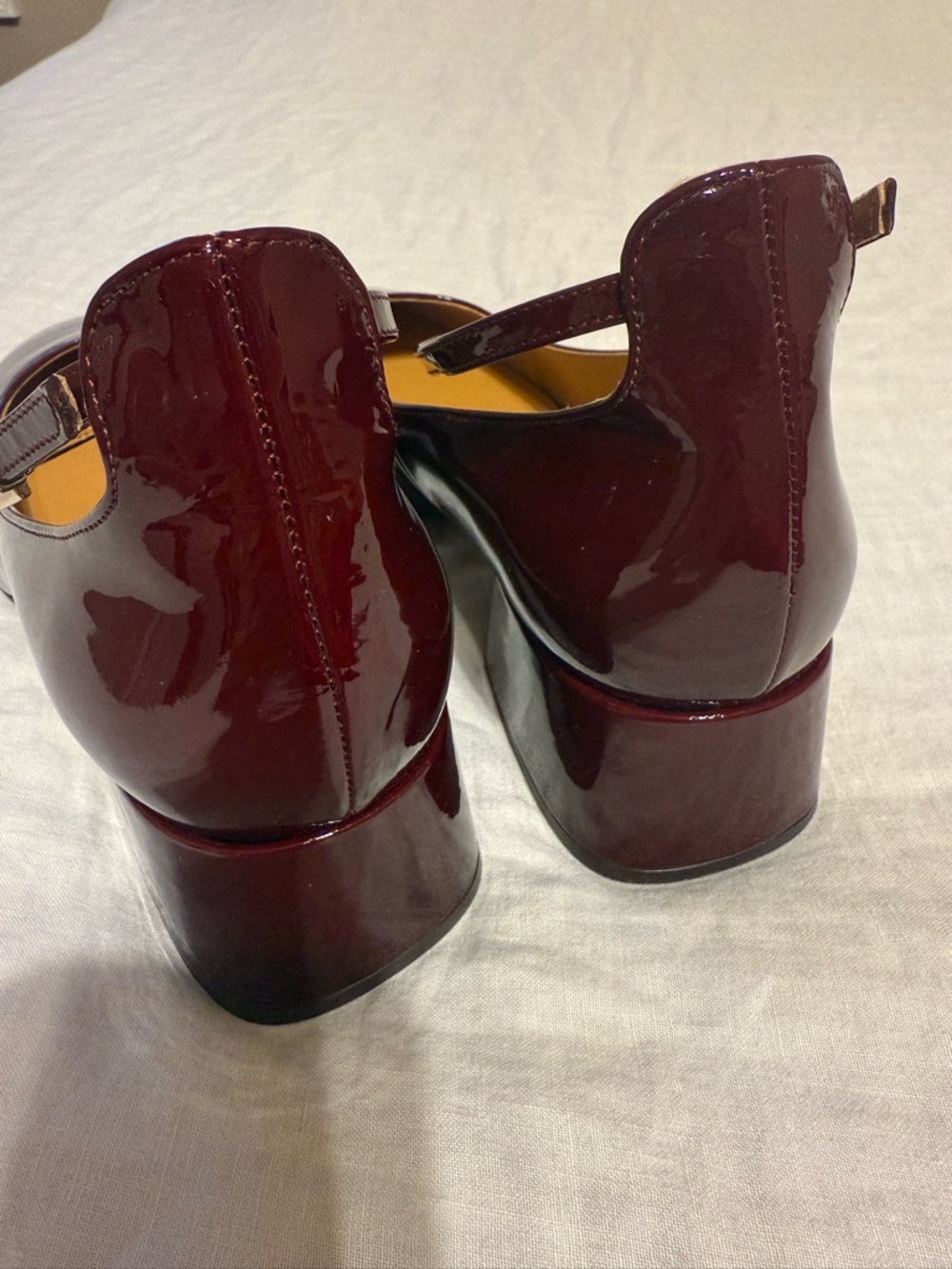 NWT Sezane Melanie Mary Janes US10 Block Heel Pumps in Burgundy - Picture 3 of 6